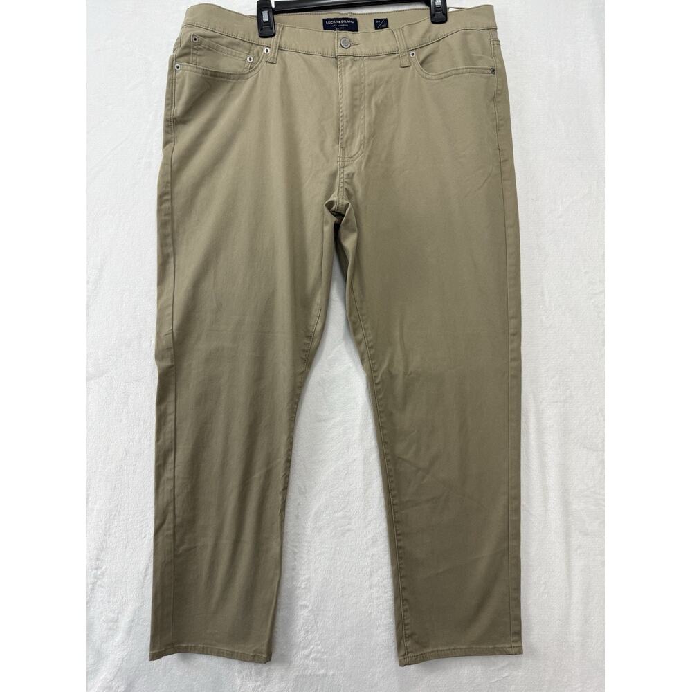 Lucky Brand Pants Mens 38x30 Khaki Tan 410 Athletic Slim Casual Stretch Chino